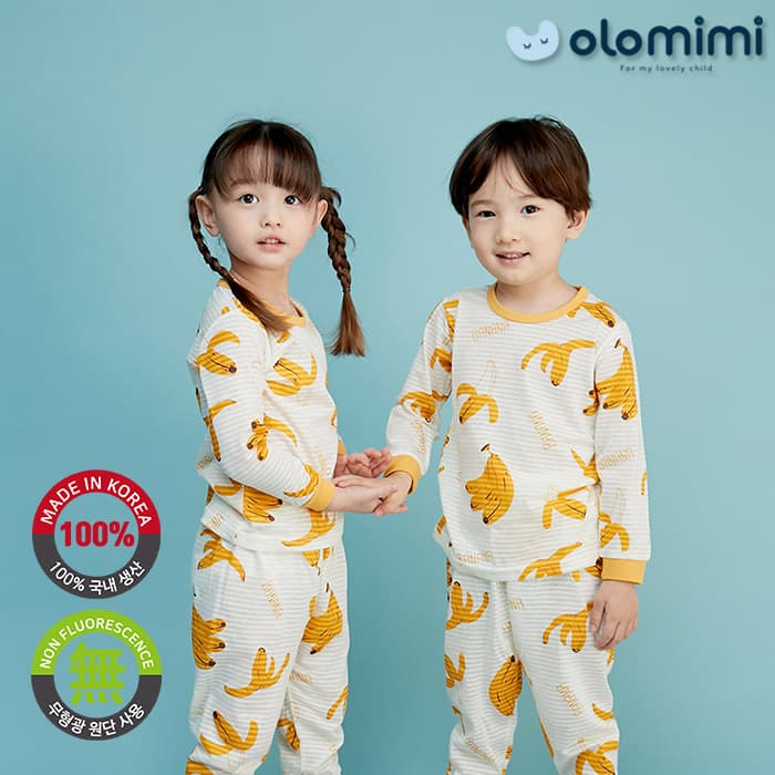 _OLOMIMI_ KOREA 22SS Kids Pajamas_sleepwear_Long_sleeves Jacquard_Big Banana